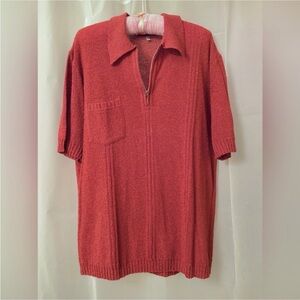 Ultrafine wool boucle knit polo sweater Cinnabar L